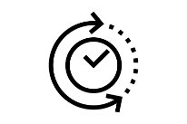 Illustration einer Uhr mit Pfeil im Uhrzeigersinn und im Gegenuhrzeigersinn.